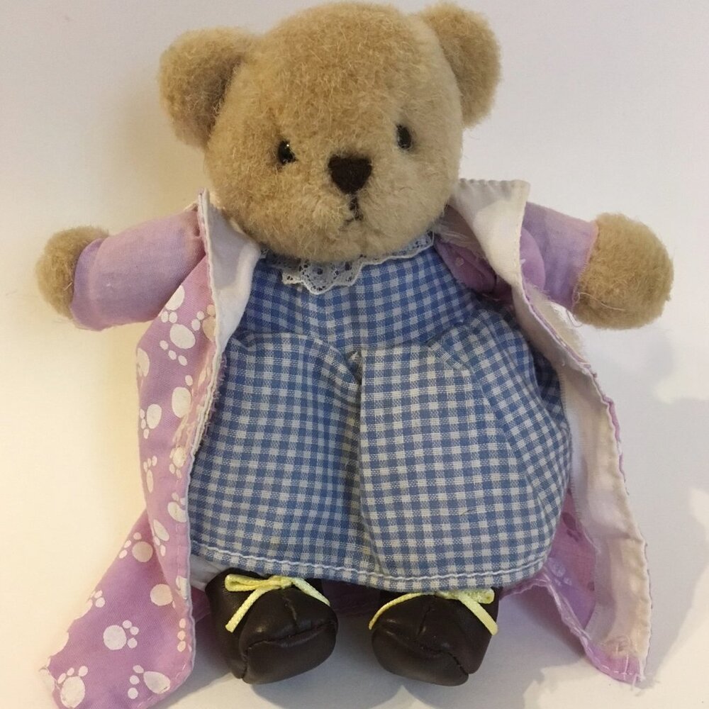 Jerry Elsner Doll Baby Bear Dress Collectible Teddy Stuffed Animal 6" Vintage